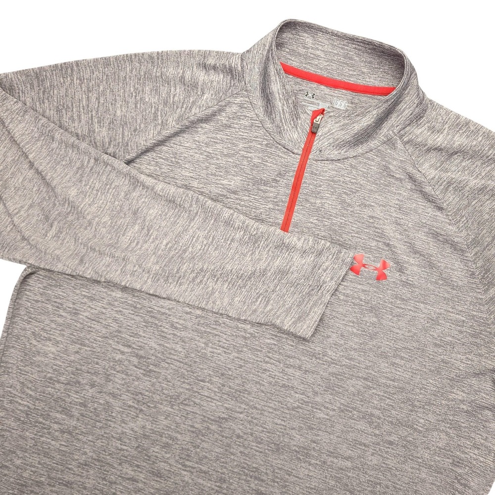 Under Armour HeatGear Shirt Mens Large Gray Heather 1/4 Zip Long Sleeve Top